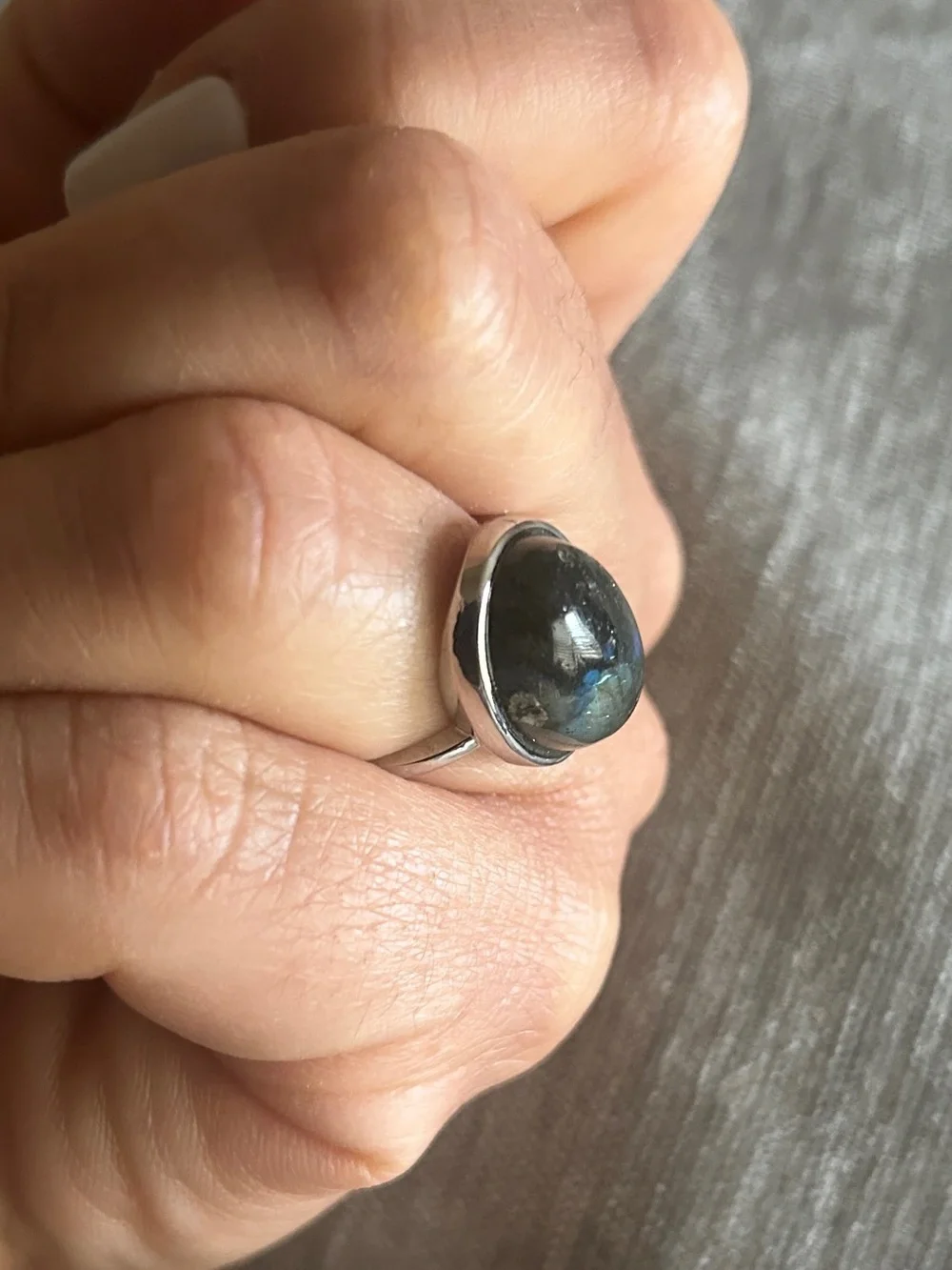 Natural Labradorite Ring and Pendant Set